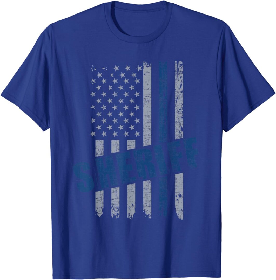 A blue and white american flag with a cross on it